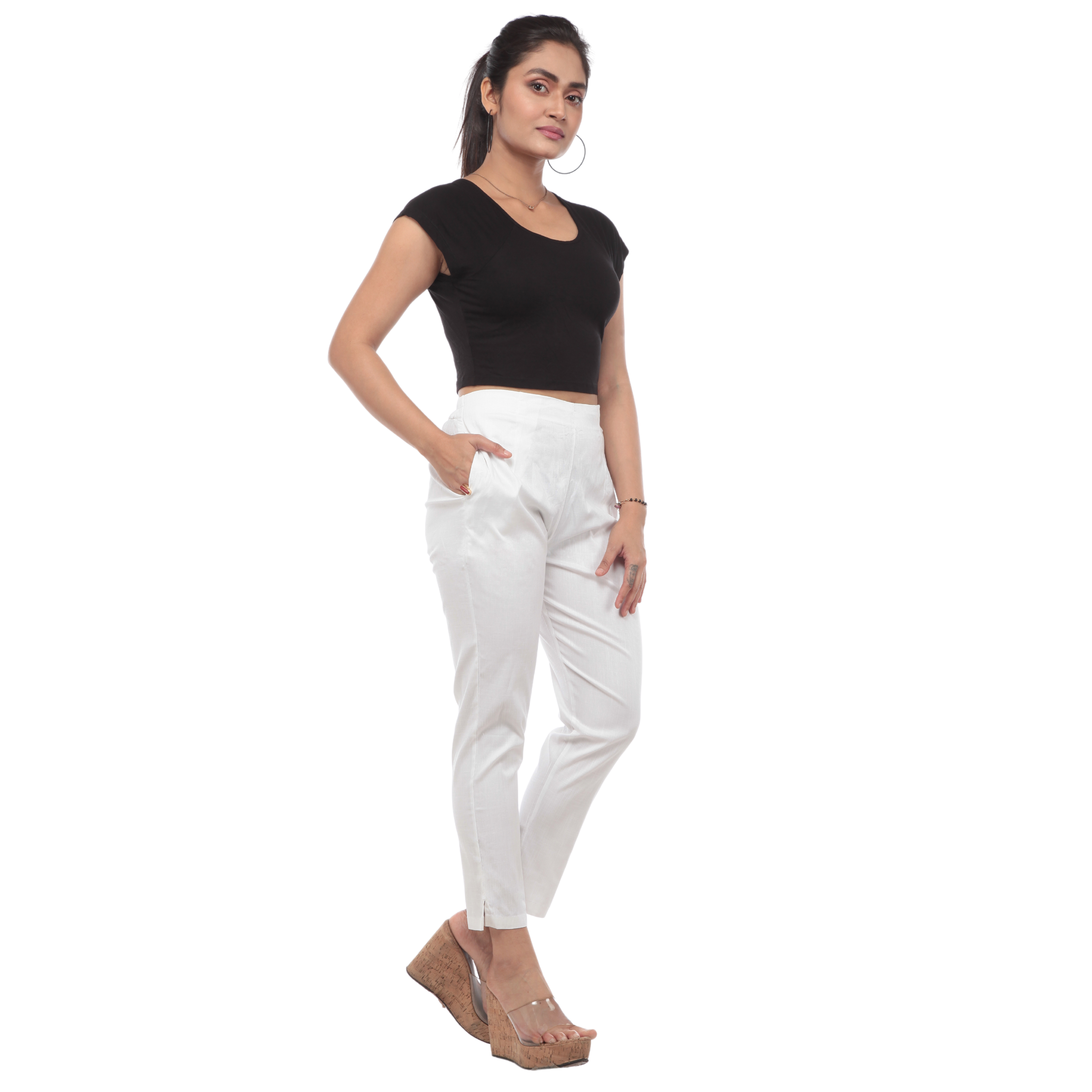 Plain Women White Cotton Pant, Waist Size: 30.0 at Rs 220/piece in New  Delhi | ID: 2851913170062